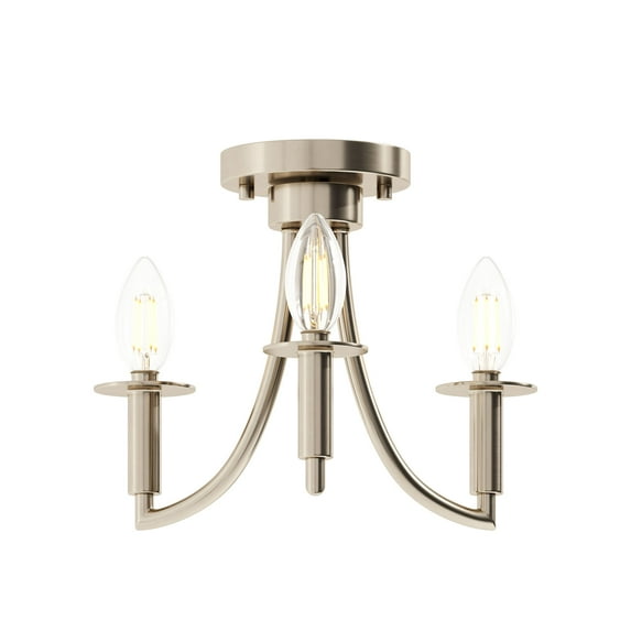 Better Homes & Gardens 12.75 in Satin Nickel 3 Light Semi Flush and Modern Convertible Pendant