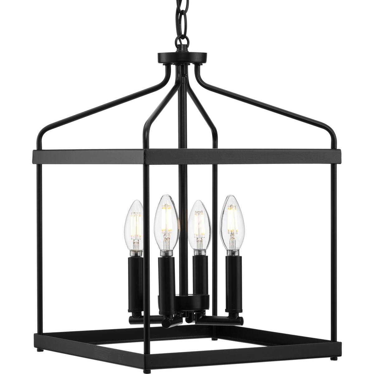 Better Homes & Gardens 4-Light Farmhouse Black Lantern Style Pendant Light