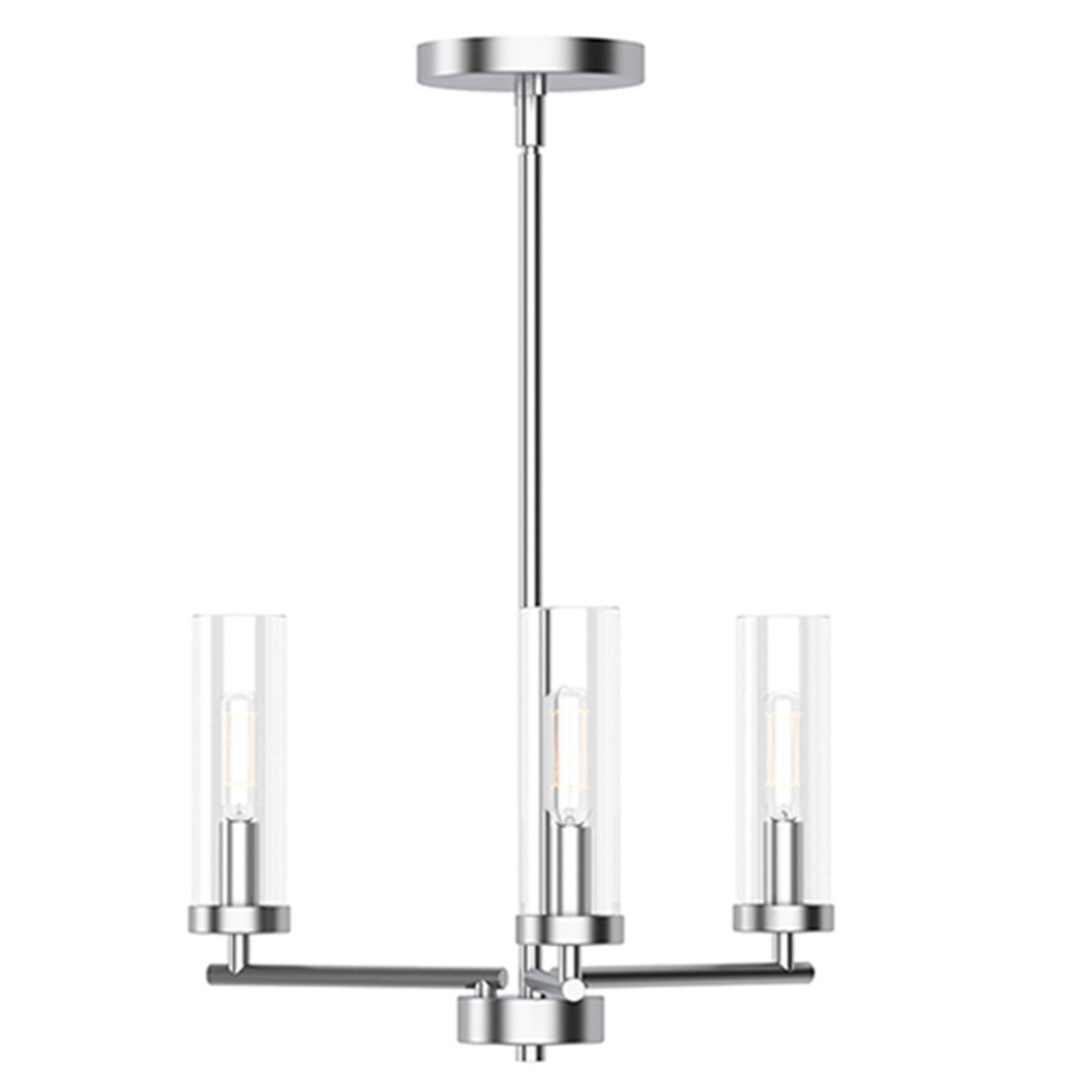 Better Homes & Gardens 16 in 3 Light Chandelier - Brushed Nickel Finish, Clear Glass Shades, Adjustable Height