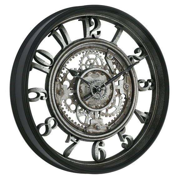 Better Homes & Gardens 20" Indoor Rustic Metal Arabic Moving Gear Analog Wall Clock