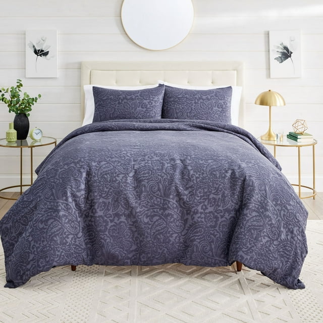 Better Homes and Gardens 3Piece Grey Tonal Paisley Matelasse Duvet Set