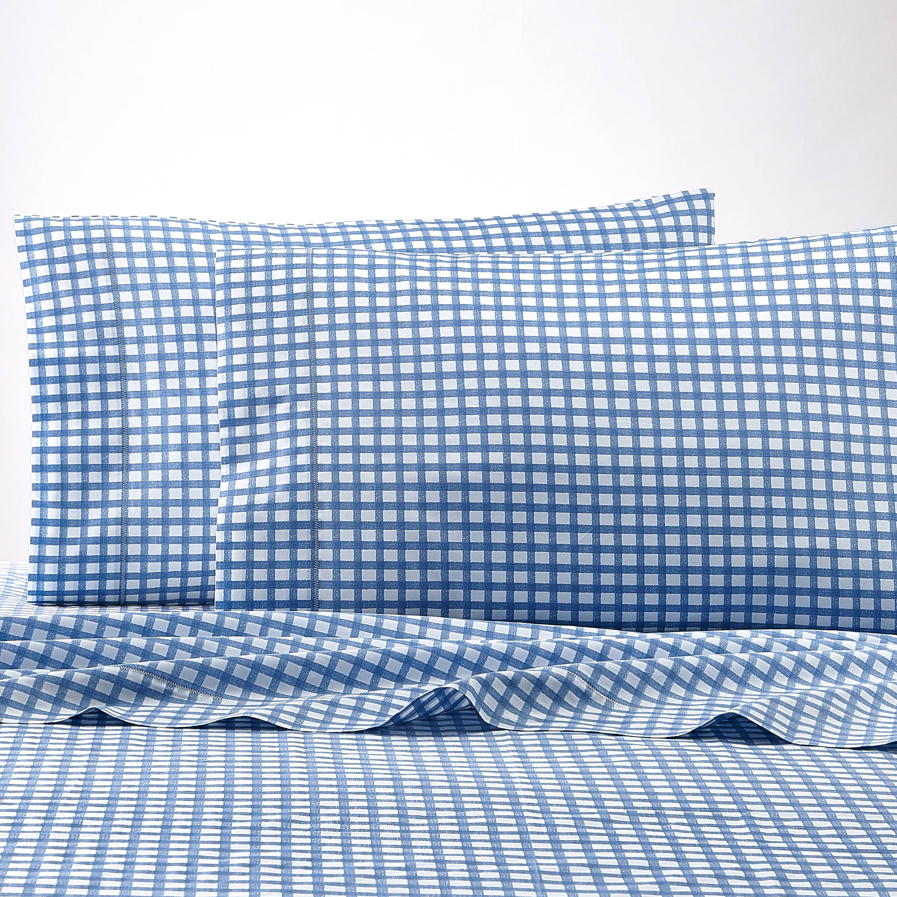 Better Homes and Gardens 300 Thread Count 100 Cotton Percale Classic Gingham Pillow Case Set