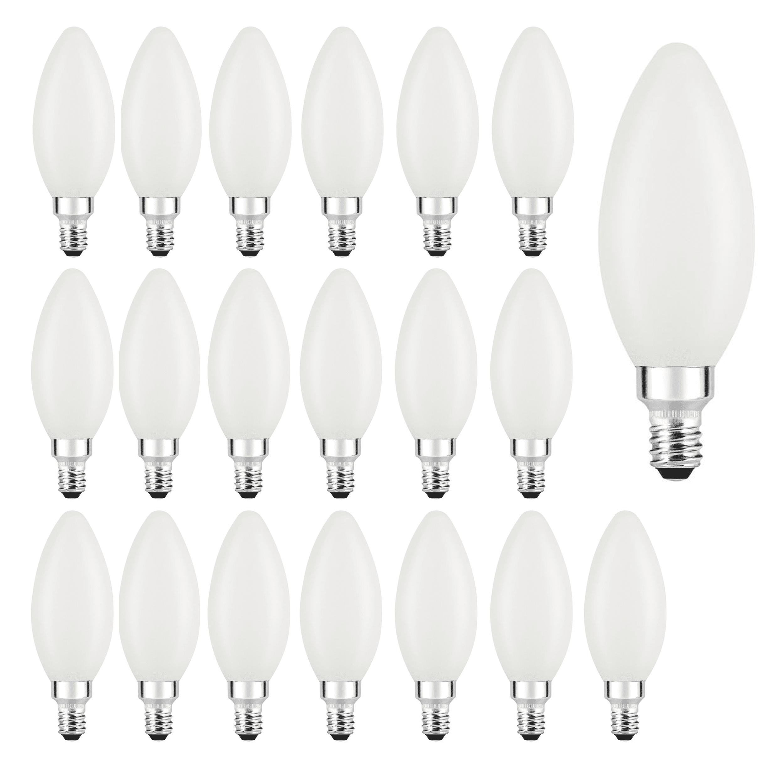 Better Homes and Gardens 3W (40W Equivalent) B10 Daylight LED Filament Light Bulbs, Porcelain (20 pack)