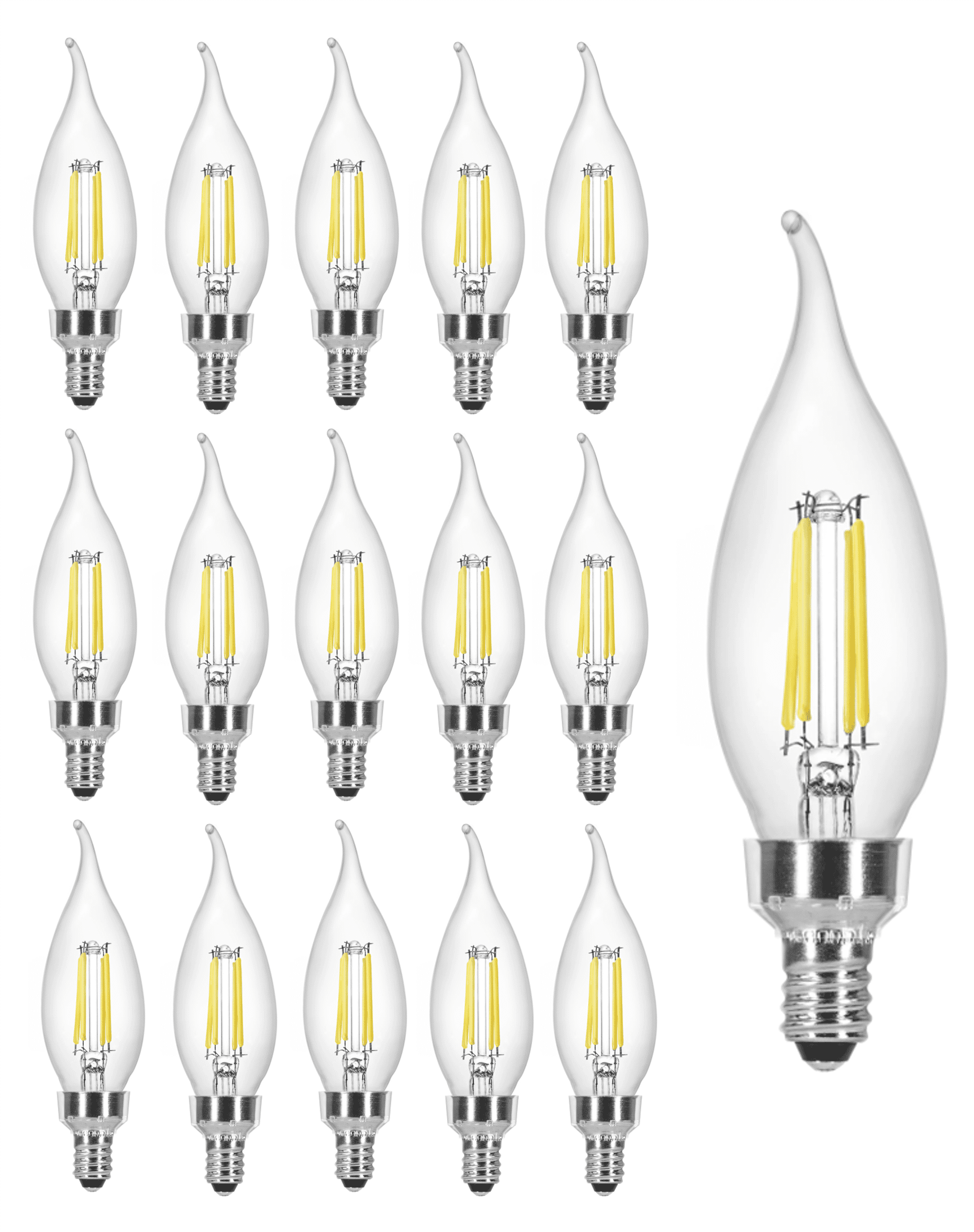 Better Homes and Gardens 5.5W (60W Equivalent) B10 Daylight LED Filament Light Bulbs, E12 (16 Pack)