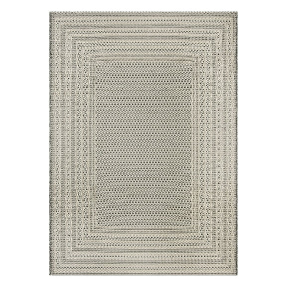 Better Homes and Gardens 5’x7’ Woven Gray Border Outdoor Rug