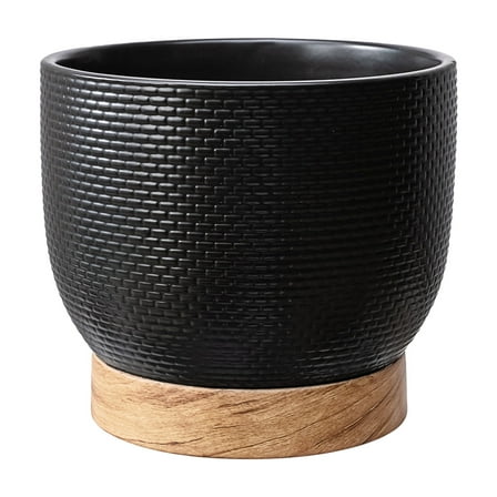 Better Homes and Gardens 8 inch Channing Woven Black Ceramic Planter