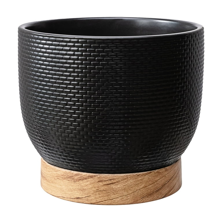 Better Homes & Gardens 8 Inch Woven Black Ceramic Planter with