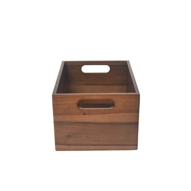 Better Homes & Gardens Acacia Wood Basket, Dark Finish