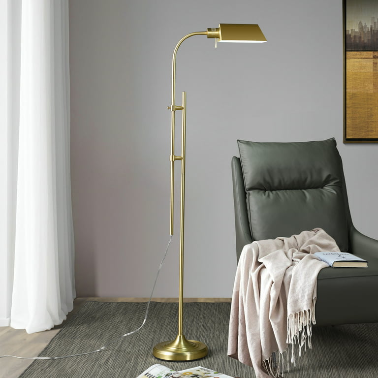 Better Homes and Gardens Adjustable Height Brass Finished Pharmacy Floor  Lamp, 51.5 to 72