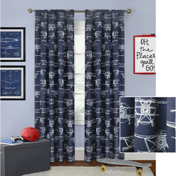 Better Homes and Gardens Airplanes Single Curtain Panel