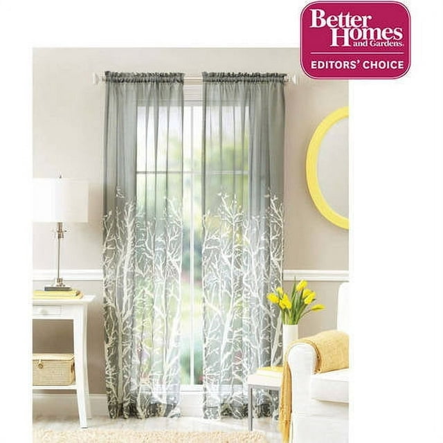 Better Homes and Gardens Arbor Springs Semi-Sheer Window Panel, Charcoal