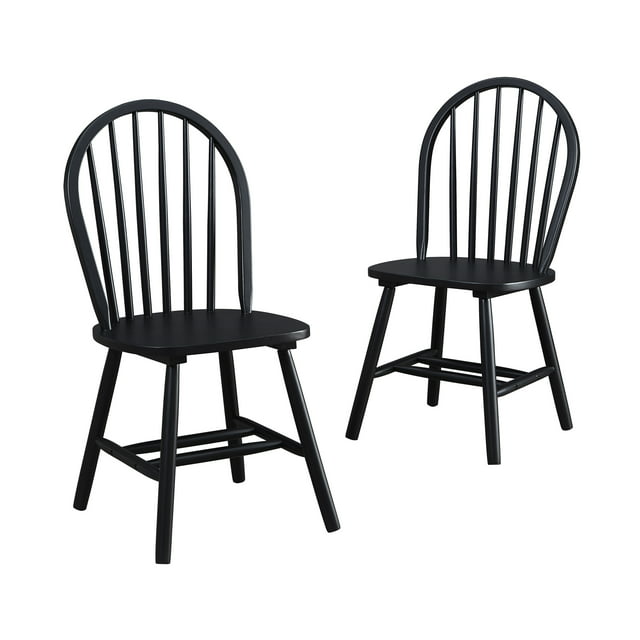 Better Homes and Gardens Autumn Lane Windsor Solid Wood Dining Chairs, Set of 2, Black Finish