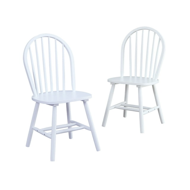 Better Homes and Gardens Autumn Lane Windsor Solid Wood Dining Chairs, Set of 2, Solid White