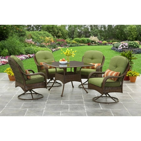 Better Homes and Gardens Azalea Ridge 5-Piece Outdoor Dining Set, Green