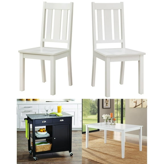 Better Homes and Gardens Bankston White Dining Set and Black Kitchen Cart