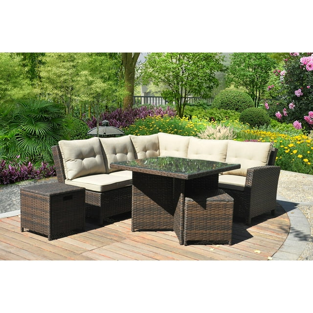 Better Homes and Gardens Baytown 5-Piece Woven Sectional Sofa Set, Seats 5