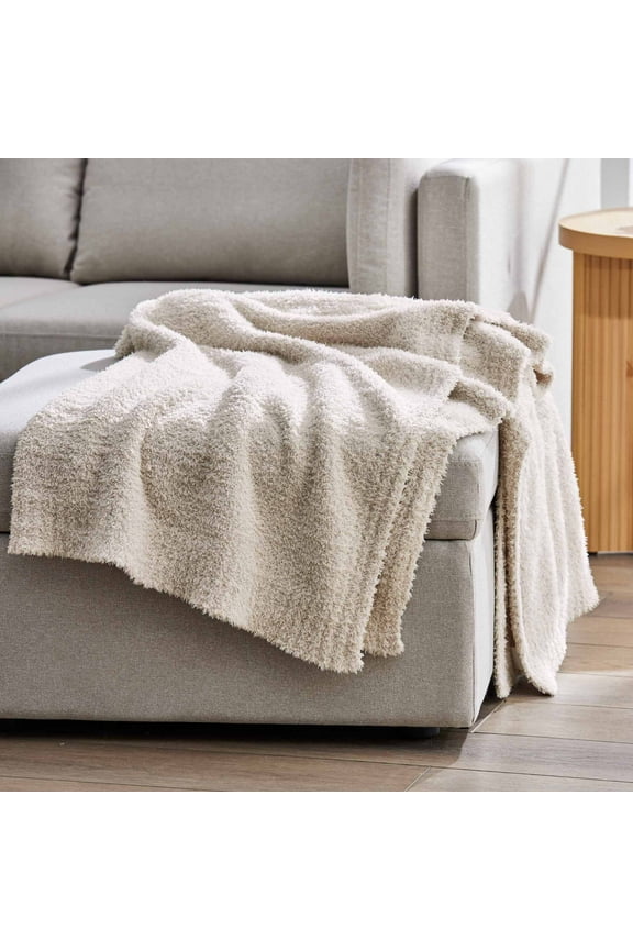 Beige Cozy Knit Throw, 50" x 72"