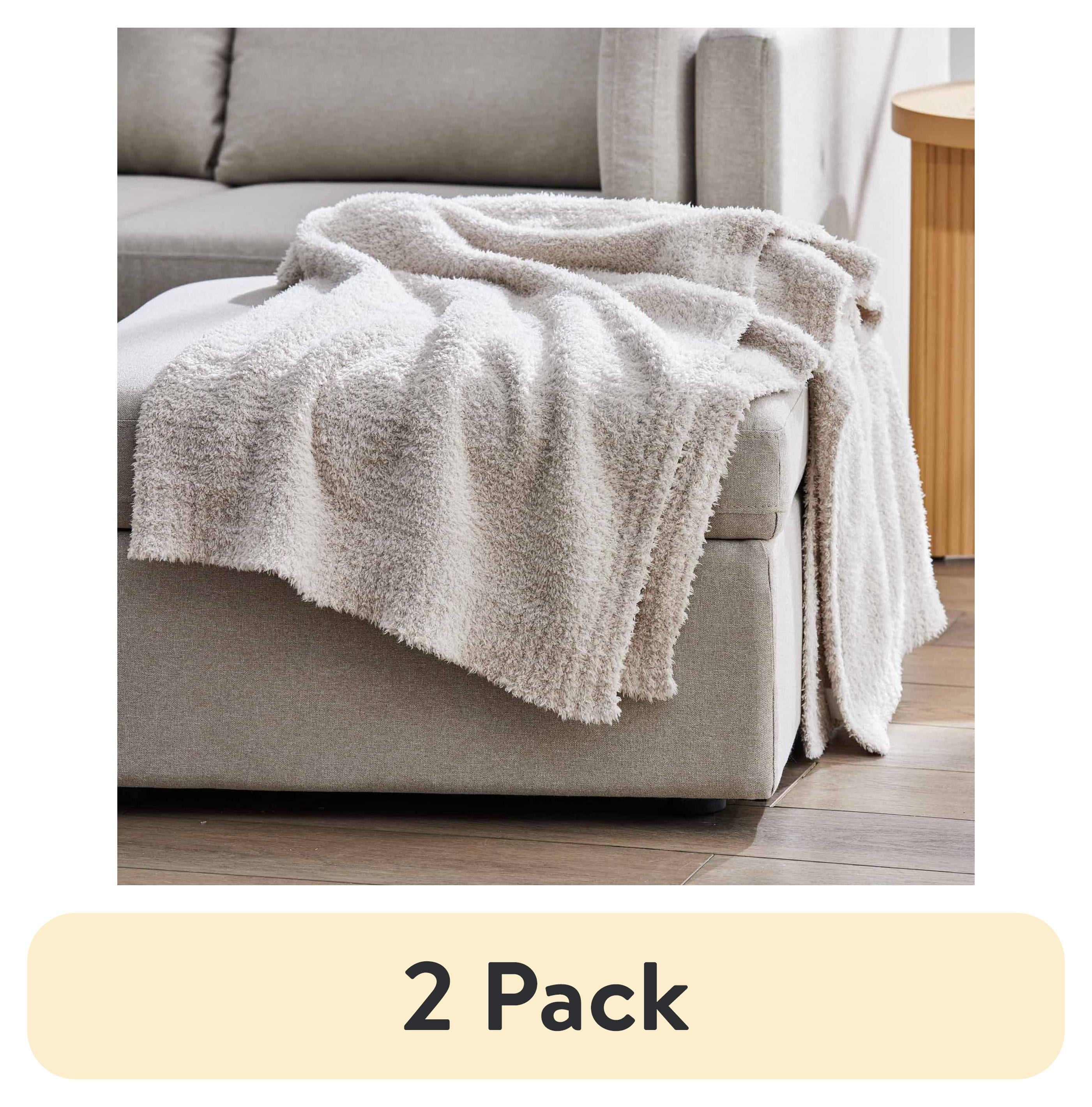 (2 pack) Better Homes and Gardens Beige Cozy Knit Throw, 50" x 72" - Walmart.com