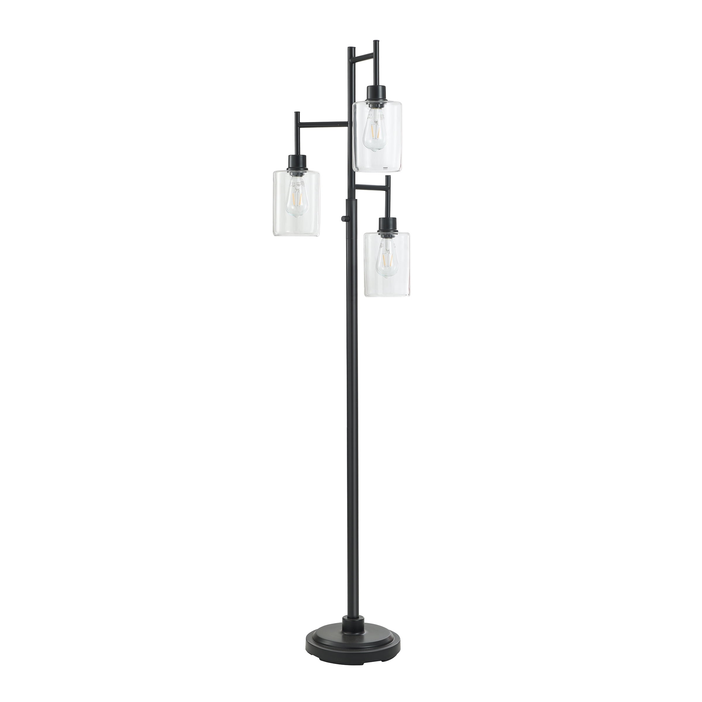 Better Homes and Gardens Black 3-Tier Floor Lamp with Glass Shades 63.5"Height