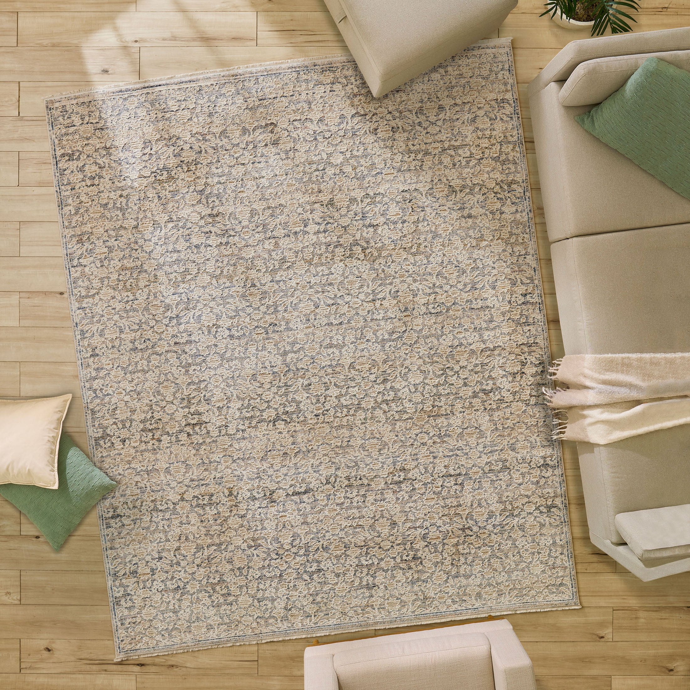 Better Homes &Gardens Blue Floral Indoor Area Rug, 8' x 10'