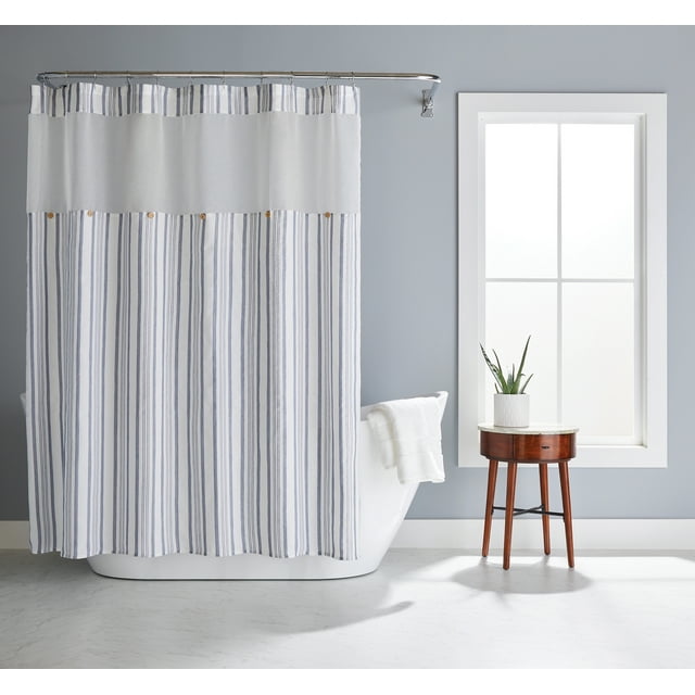 Better Homes and Gardens Blue Stripe Sheer Shower Curtain, 72"x72