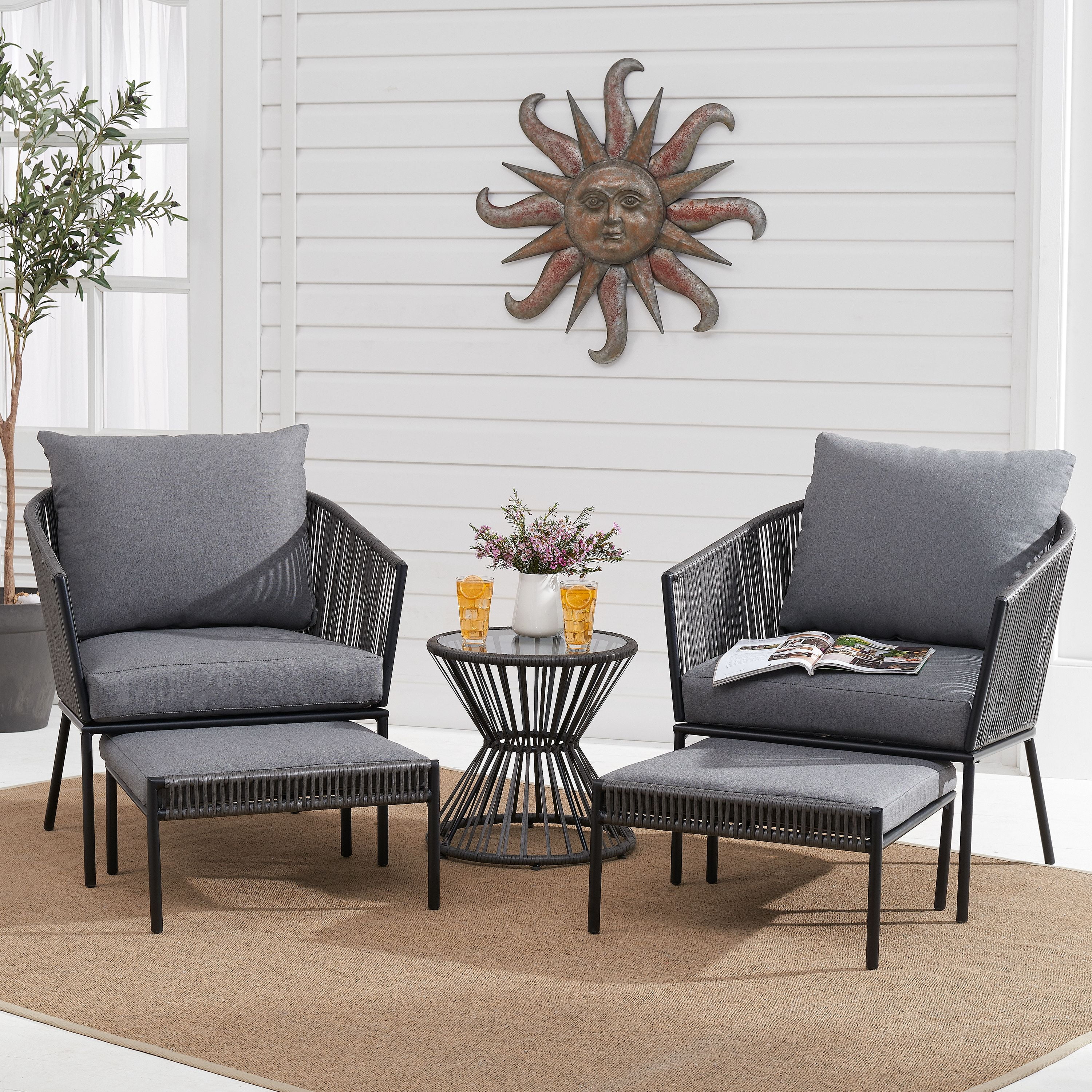Better homes and gardens brecken patio 5 piece chat set with gray cushions clearance