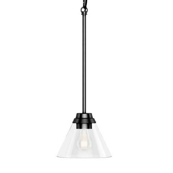 Better Homes & Gardens Brookside 7.5 in 1-Light Matte Black Pendant with Clear Glass