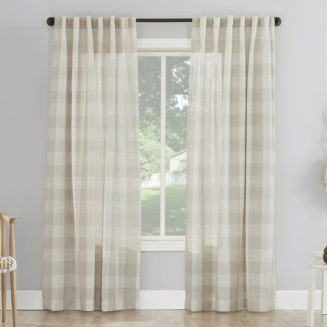 Better Homes and Gardens Buffalo Plaid SemiSheer Back Tab Curtain