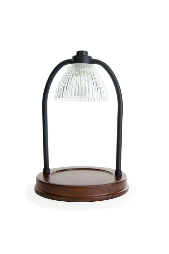 Candle Warmer Lamp, Black Ribbed Glass