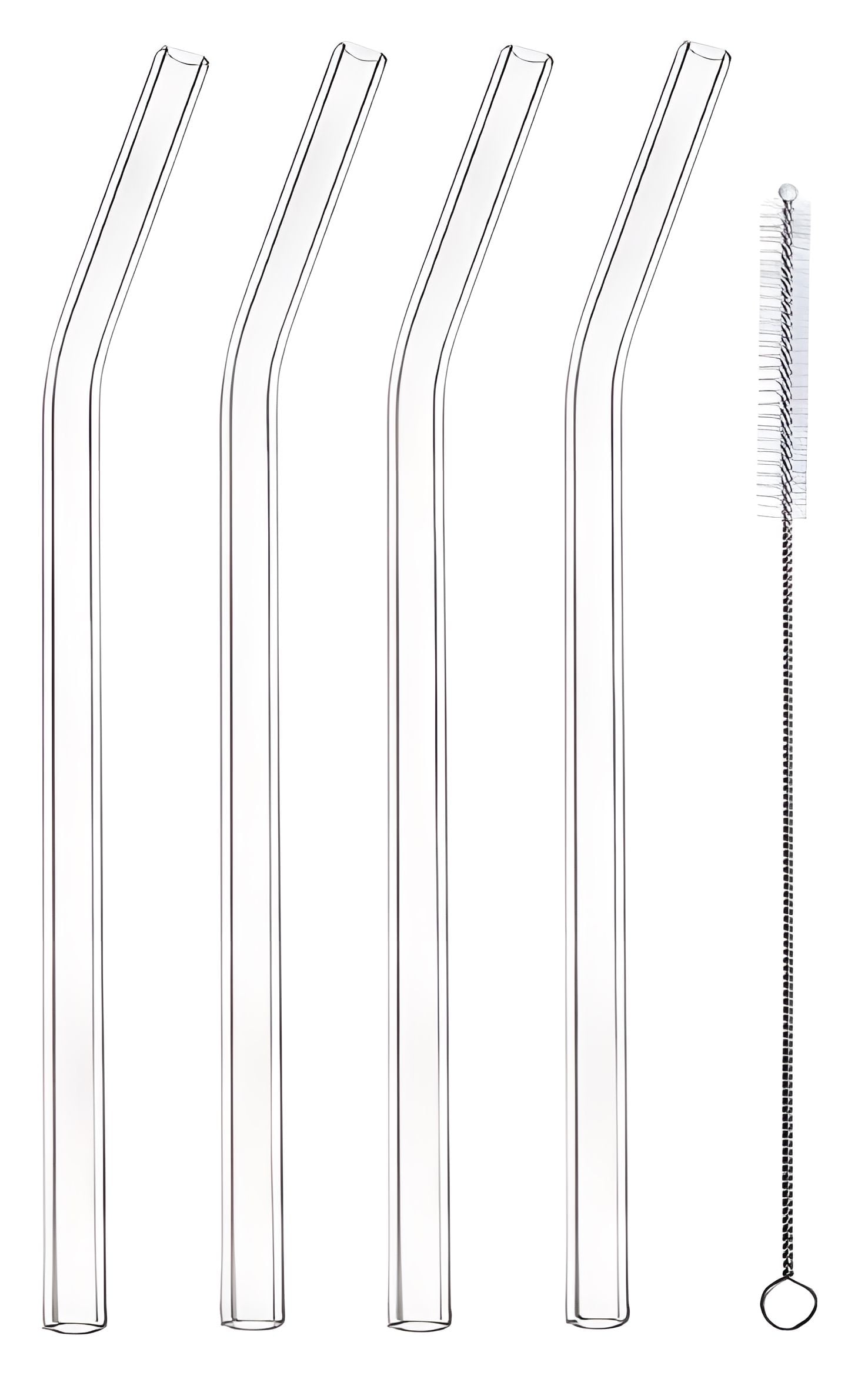 Better Homes and Gardens Clear Borosilicate Glass Straws 4 Pack with Cleaning Brush