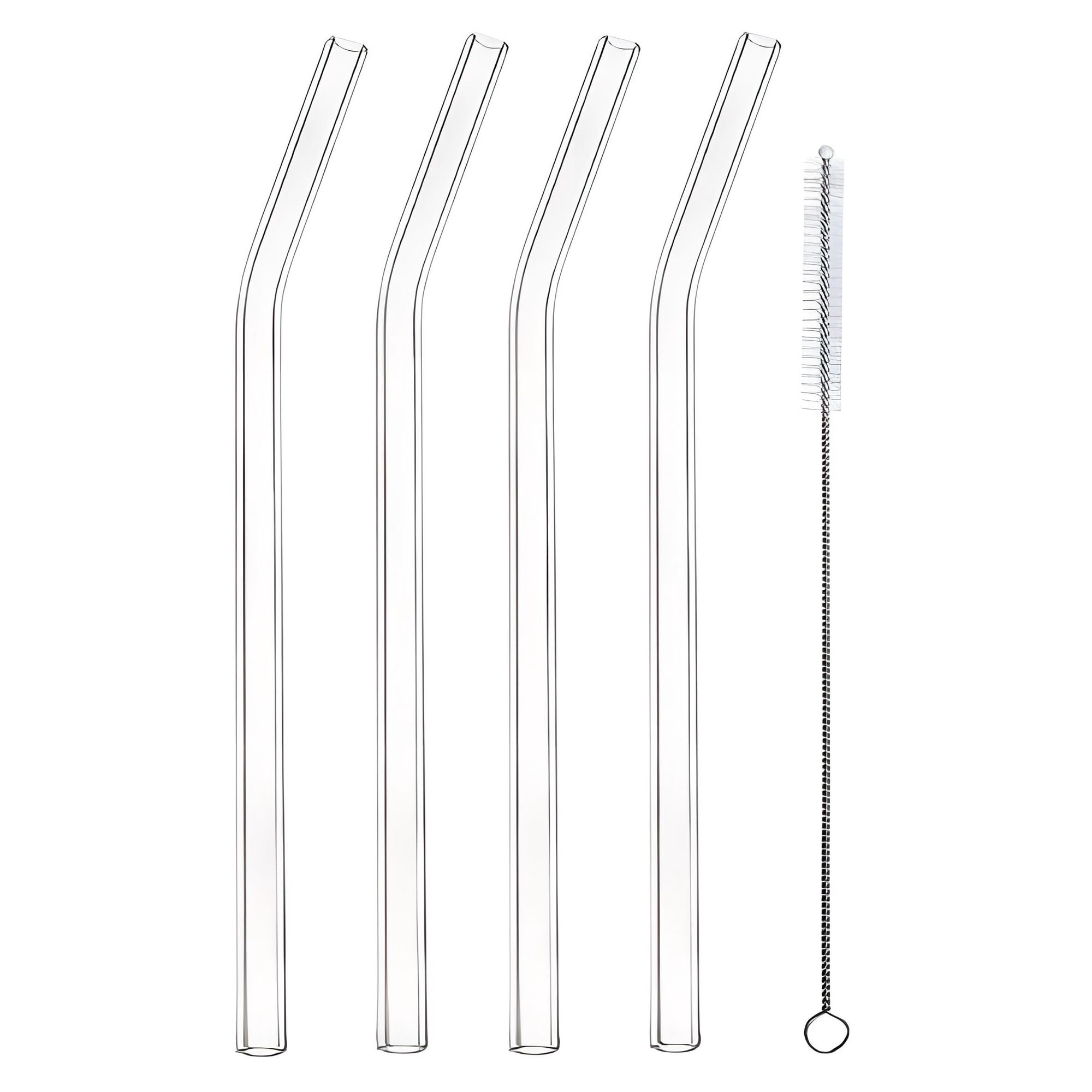 Better Homes and Gardens Clear Borosilicate Glass Straws 4 Pack with Cleaning Brush