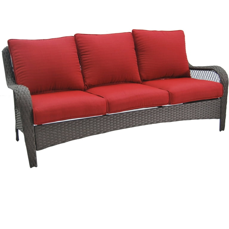 Better Homes and Gardens Colebrook Outdoor Sofa seats 3 Red Walmart