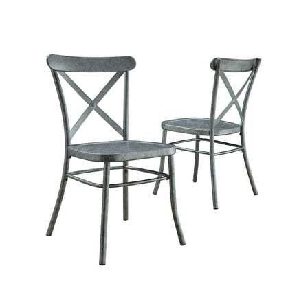 Better Homes and Gardens Collin Distressed Dining Chair, Set of 2, Silver Finish