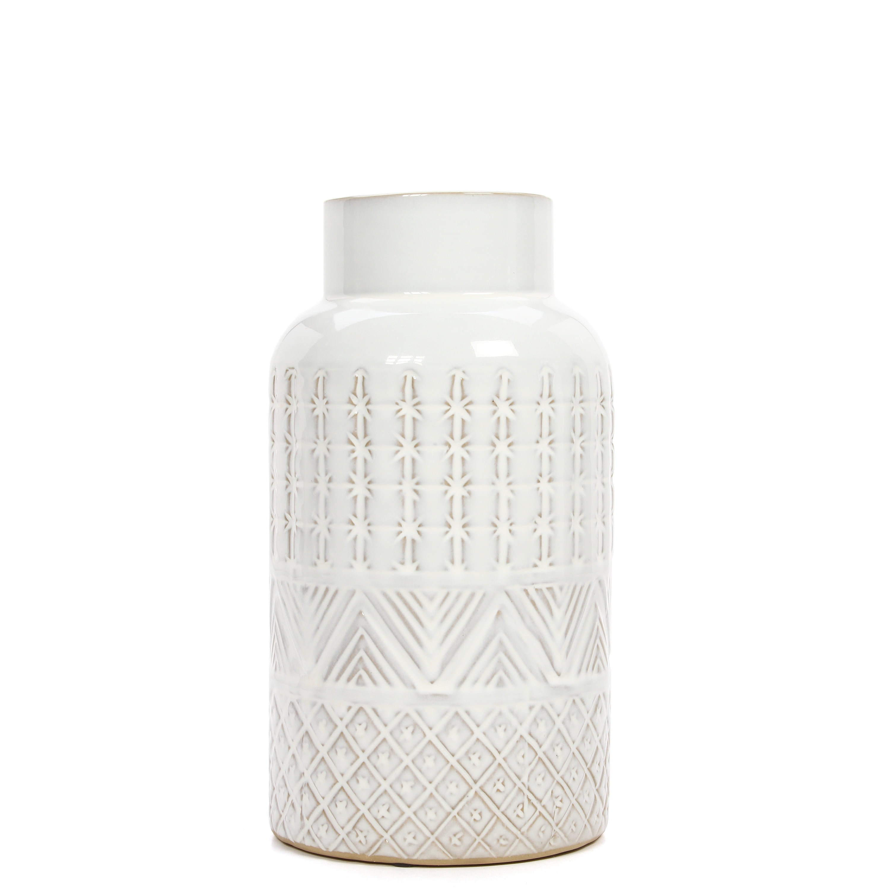 Better Homes and Gardens Cream Ceramic Textured Vase, 5" x 5" x 9.5"