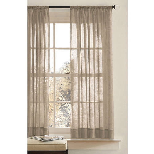 Better Homes & Gardens Crushed Voile Sheer Curtain Panel, 1 Panel, Clay Beige, 51"W x 95" L