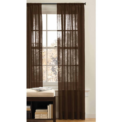 Better Homes & Gardens Crushed Voile Sheer Curtain Panel, 1 Panel, Rich Chocolate, 51"W x 84" L