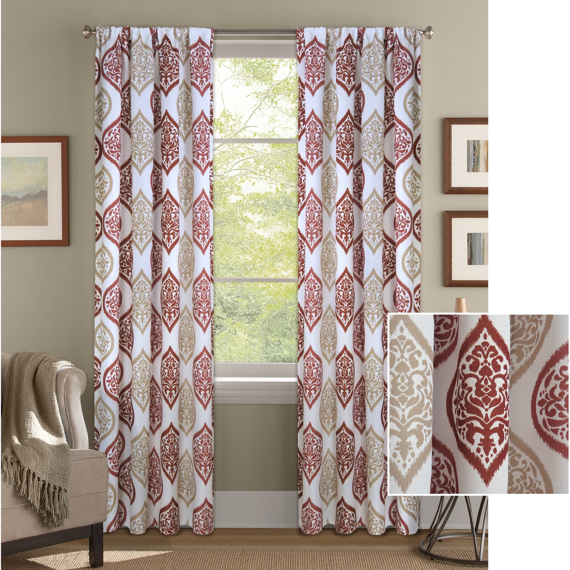 Better Homes and Gardens Damask Ogee Curtain Panel