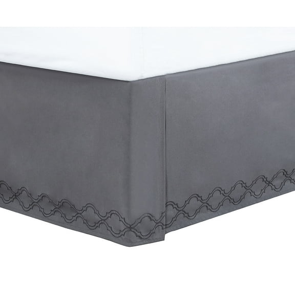 Better Homes & Gardens Embroidered Bed Skirt, Grey, Full/Queen