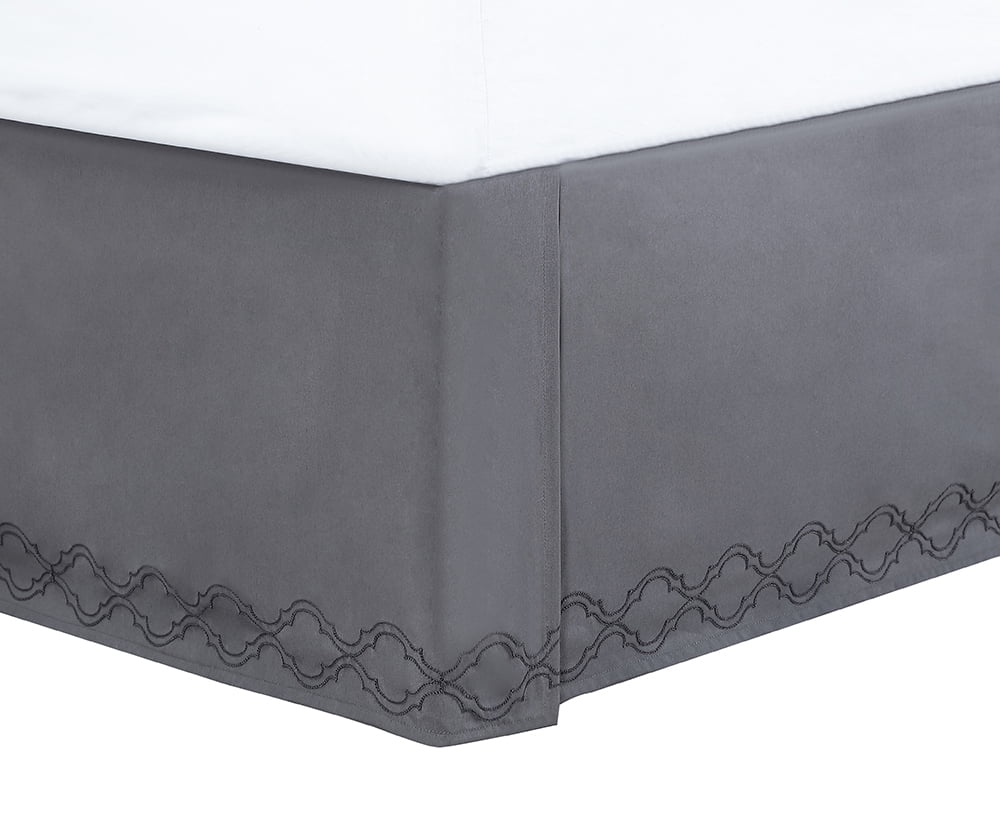 Better Homes & Gardens Embroidered Bed Skirt, Grey, King