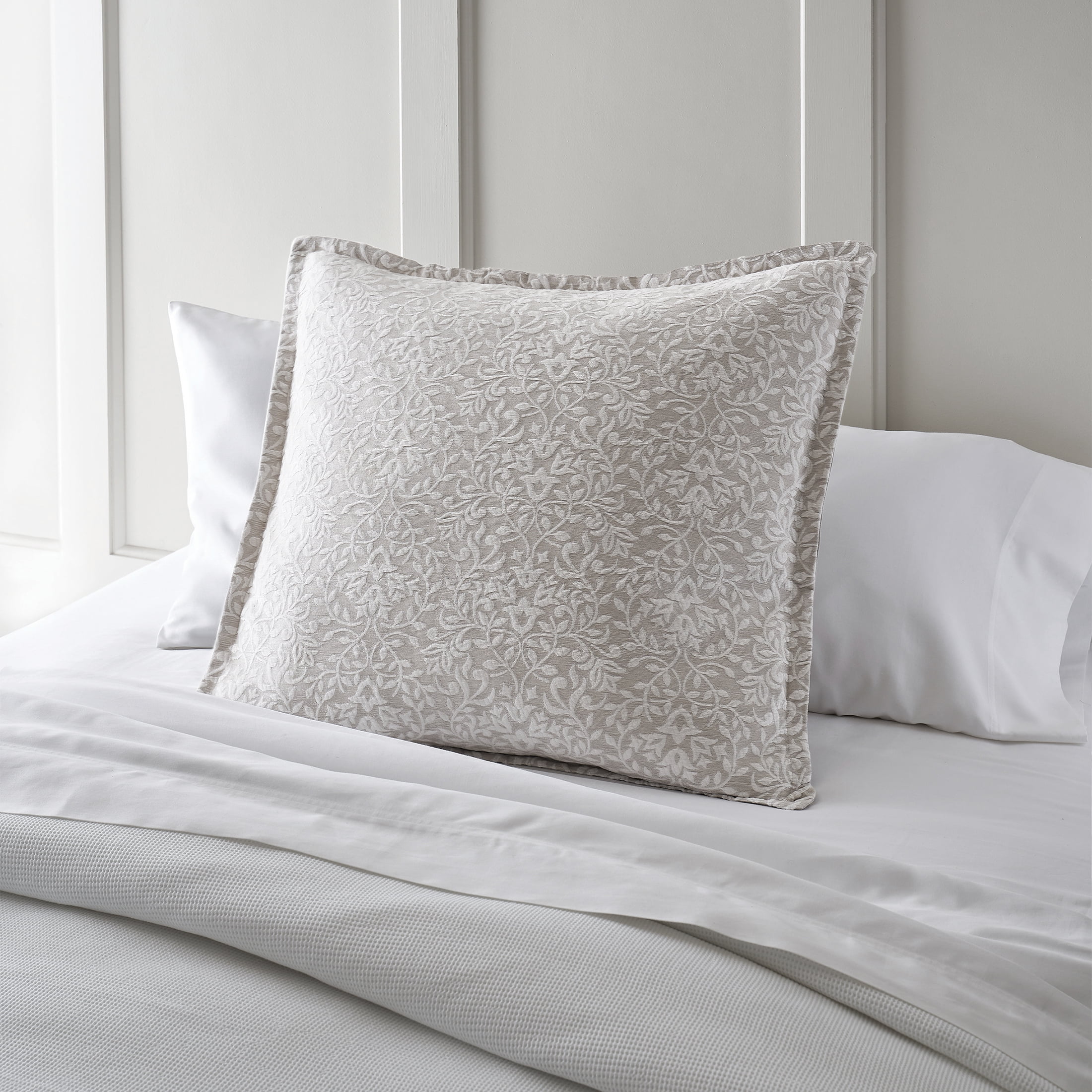 Better Homes & Gardens Embroidered Euro Pillow Sham, Grey, 26" x 26"