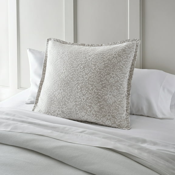 Better Homes & Gardens Embroidered Euro Pillow Sham, Grey, 26" x 26"