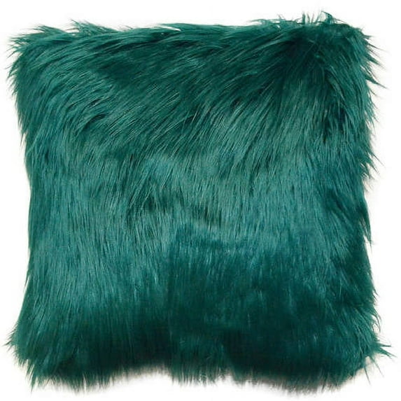 Better Homes and Gardens Faux Fur Decorative Toss Pillow, 16"x16", Teal, 1 pc