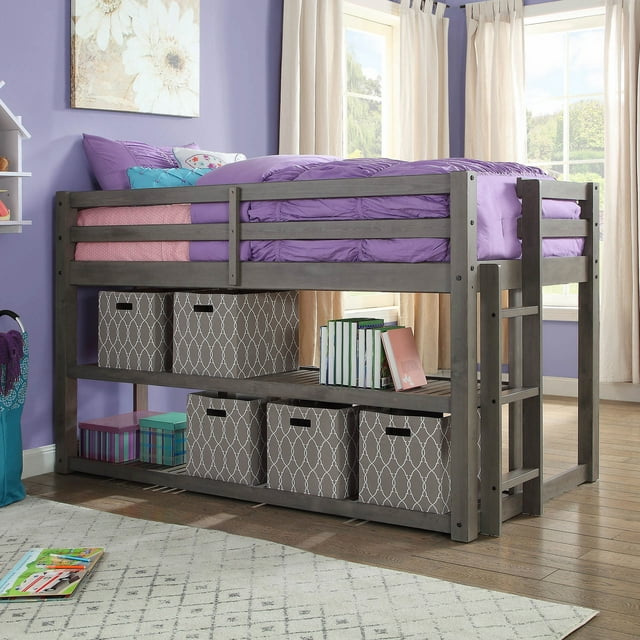 Better Homes and Gardens Greer Twin Loft Storage Bed, Gray