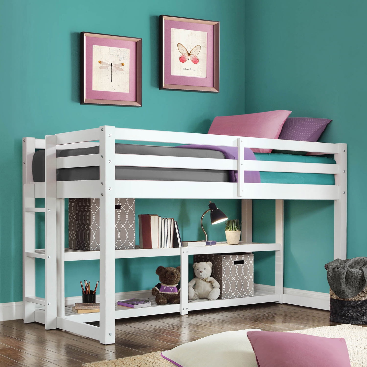 Better Homes And Gardens Greer Twin Loft Storage Bed, White - Walmart.Com