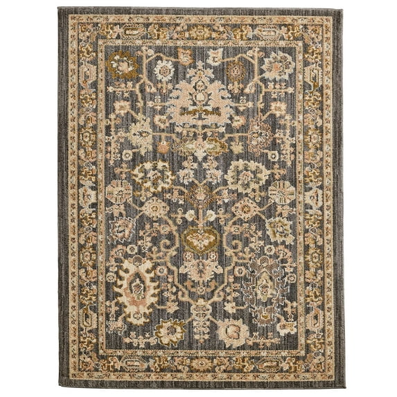 Better Homes and Garden Modern Oushak Low Pile Stain and Fade Resistant Indoor Area Rug, Gray, 9' x 12'