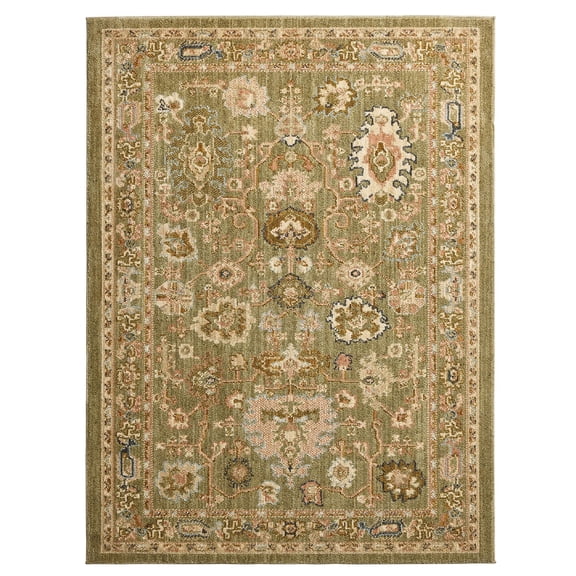 Better Homes and Garden Modern Oushak Low Pile Stain and Fade Resistant Indoor Area Rug, Green, 5'3" x 7