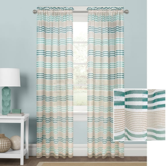 Better Homes and Gardens Hampton Stripe Sheer Curtain Panel