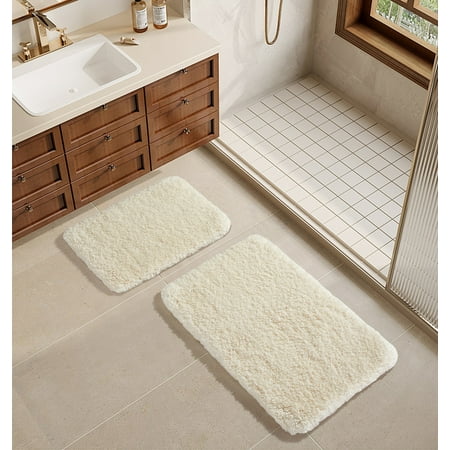 Better Homes and Gardens Ivory Cloud 2pc Bath Rug Set, 17 x 20 & 20 x 30, Polyester