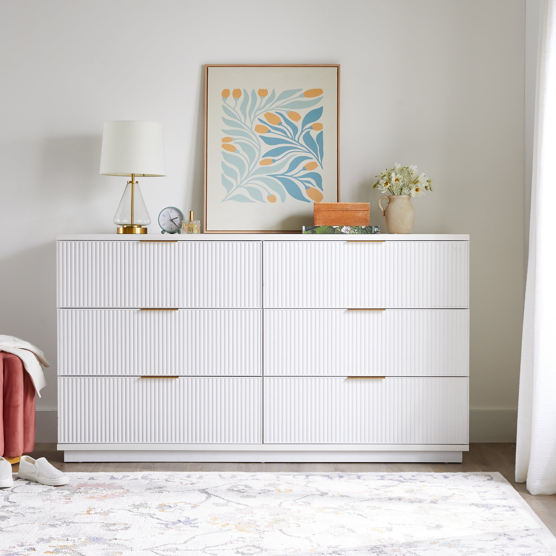 Better Homes Gardens Lafayette 6 Drawer Dresser Soft White Finish Walmart