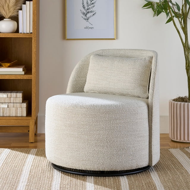 Better Homes & Gardens Juliet Modern Arch Swivel Accent Chair, Cream Boucle